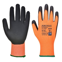Portwest Vis-Tex Cut Resistant Glove 1 Pair PU 2XL Orange/Black A625O8RXXL