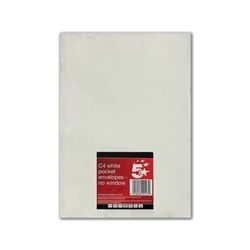 5 Star C4 Envelopes Pocket Peel and Seal 90gsm White (Pack of 10) FS600423