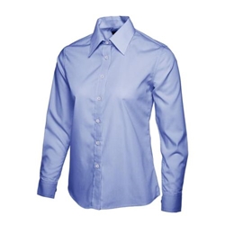 Uneek UC703 Ladies Pinpoint Oxford Full Sleeve Shirt Light Blue Large