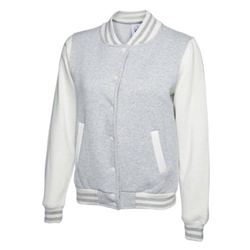 Uneek UC526 Ladies Varsity Jacket Heather Grey/White Small