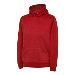 Uneek UX8 Childrens Hooded Sweatshirt Red 5/6 Years 