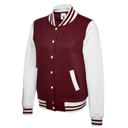Uneek UC526 Ladies Varsity Jacket Maroon/White Medium