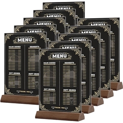 Acrylic Sign Holders A5 (10 Pack) A5 Wooden Base Table Stands Acrylic Menu Holders for Tables