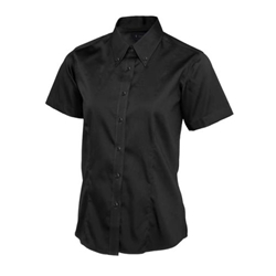 Uneek UC704 Ladies Pinpoint Oxford Half Sleeve Shirt Black XL