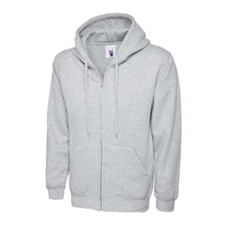 Uneek UC504 Adults Classic Full Zip Hooded Sweatshirt Heather Grey Medium