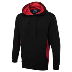 Uneek UC517 Two Tone Hooded Sweatshirt Black/Red 3XL 
