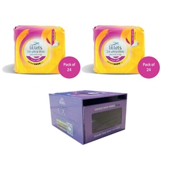 Lil-Lets Supersoft Sanitary Pads Normal x14 Pack of 24 Buy 2 Get FOC Dispenser