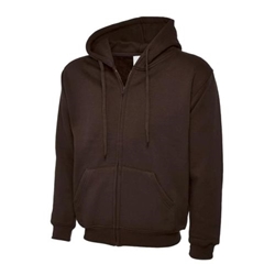 Uneek UC504 Adults Classic Full Zip Hooded Sweatshirt Brown Small