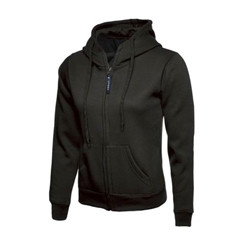 Uneek UC505 Ladies Classic Full Zip Hooded Sweatshirt Black Small