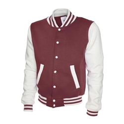 Uneek UC525 Mens Varsity Jacket Maroon/White Small