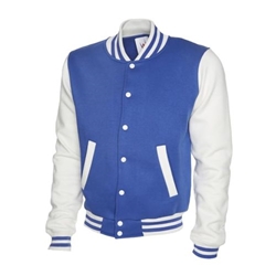 Uneek UC525 Mens Varsity Jacket Royal/White XL