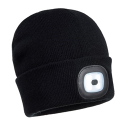 Portwest Rechargeable Twin LED Beanie Blk (Pack of 12)