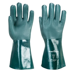 Portwest Double Dipped PVC Gauntlet 35cm L Green (Pack of 12)