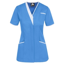 Orn 8200 Tonia V-Neck Tunic Hospital Blue with White Trim UK 12