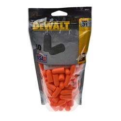 DeWalt Disposable Earplugs Zip-Log Bag Orange (Bag of 50 Pairs)