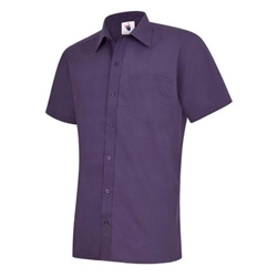 Uneek UC710 Mens Poplin Half Sleeve Shirt Purple 17