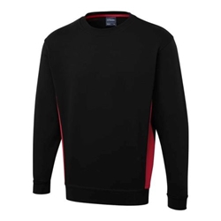 Uneek UC217 Two Tone Crew New Sweatshirt Black/Red 2XL 