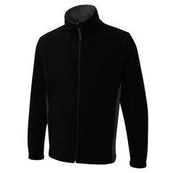 Uneek UC617 Two Tone Full Zip Fleece Jacket Black/Charcoal 2XL 