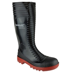 Dunlop Acifort Steel Toe Cap Ribbed Safety Wellington Boot Black A252931 [Size UK 10.5/ EU 45]