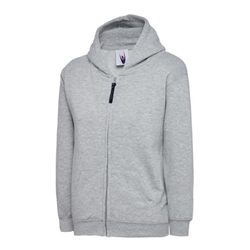 Uneek UC506 Childrens Classic Full Zip Hooded Sweatshirt Heather Grey 5/6 Years