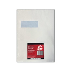 5 Star C4 Envelope Window Peel And Seal 90gsm White (Pack of 10) FS600450