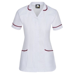 Orn 8600 Florence Classic Tunic White with Maroon Trim UK 26