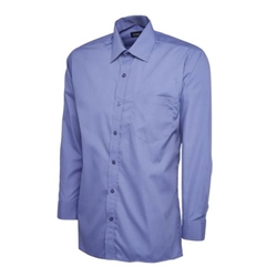 Uneek UC709 Mens Poplin Full Sleeve Shirt Mid Blue 17.5