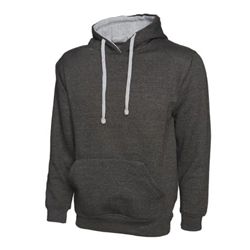 Uneek UC507 Contrast Hooded Sweatshirt Charcoal/Heather Grey 4XL