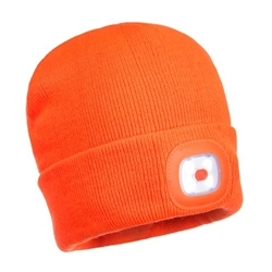 Portwest Beanie USB Rechargeable LED Head Light Orange (Pack of 12)