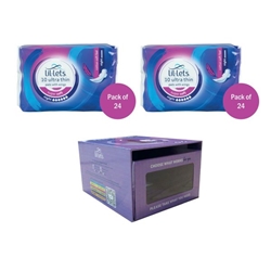 Lil-Lets Supersoft Sanitary Pads Night x10 Pack of 24 Buy 2 Get FOC Dispenser