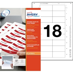 Avery Printable Inserts 65mm x 30mm All printer types 180 Inserts / 10 Sheets - 6530