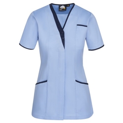 Orn 8200 Tonia V-Neck Tunic Sky with Navy Trim UK 10