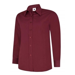 Uneek UC711 Ladies Poplin Full Sleeve Shirt Burgundy 5XL
