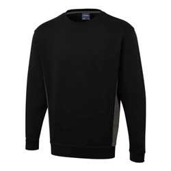 Uneek UC217 Two Tone Crew New Sweatshirt Black/Charcoal Large