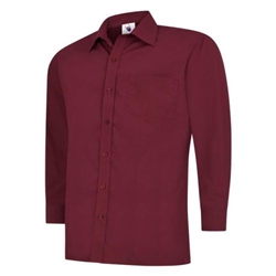 Uneek UC709 Mens Poplin Full Sleeve Shirt Burgundy 19