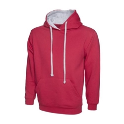 Uneek UC507 Contrast Hooded Sweatshirt Fuchsia/Heather Grey Large