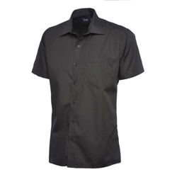 Uneek UC710 Mens Poplin Half Sleeve Shirt Black 18.5
