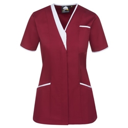 Orn 8200 Tonia V-Neck Tunic Maroon with White Trim UK 26