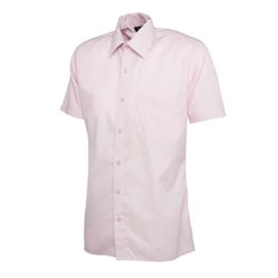 Uneek UC710 Mens Poplin Half Sleeve Shirt Pink 18