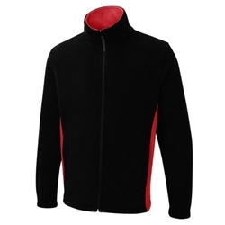 Uneek UC617 Two Tone Full Zip Fleece Jacket Black/Red Medium