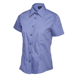 Uneek UC712 Ladies Poplin Half Sleeve Shirt Mid Blue 5XL
