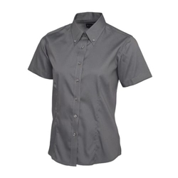 Uneek UC704 Ladies Pinpoint Oxford Half Sleeve Shirt Charcoal 4XL