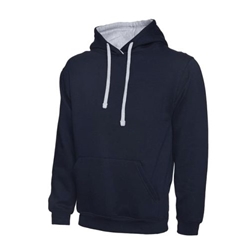 Uneek UC507 Contrast Hooded Sweatshirt Navy/Heather Grey XL