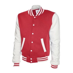 Uneek UC525 Mens Varsity Jacket Red/White Small