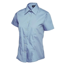 Uneek UC712 Ladies Poplin Half Sleeve Shirt Light Blue XL