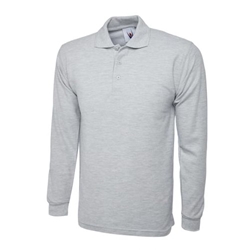 Uneek UC113 Longsleeve Poloshirt Heather Grey XL