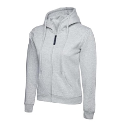 Uneek UC505 Ladies Classic Full Zip Hooded Sweatshirt Heather Grey 3XL