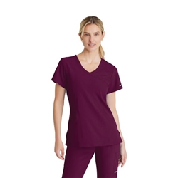 Skechers Female V Neck Scrub Top Wine 5XL SK102/WINE/5XL
