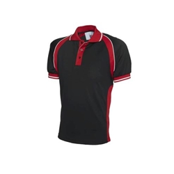 Uneek UC123 Sports Poloshirt Black/Red 2XL