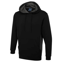 Uneek UC517 Two Tone Hooded Sweatshirt Black/Charcoal Large